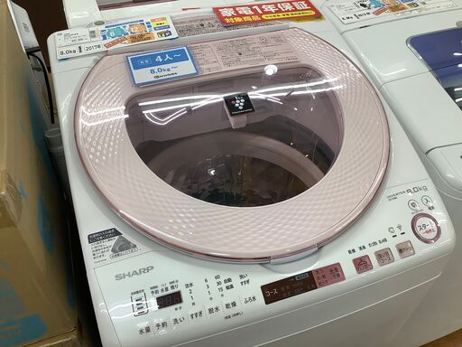 洗濯機　SHARP 2017年製　8.0kg ES-TX8A