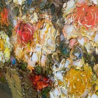 油彩□渡辺ひでき□薔薇バラ□F20号□裏書有□実力人気