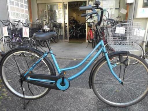 26インチ自転車 メタリックブルー ステンレスパーツ多用