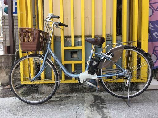 《レンタサイクル店使用　自転車整備士整備済み！》㉙中古車　電動アシスト　26インチ　Panasonic　ブルー　3段変速付