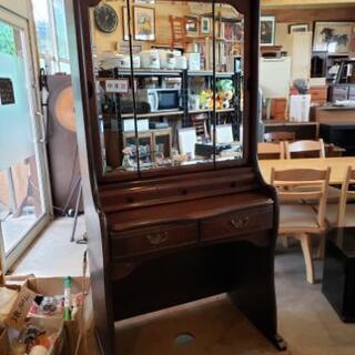 静岡家具.ナラ天然木・スライド式・証明付きドレッサー