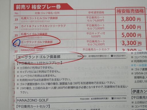 ゴルフファンプレー券・エーヴランドゴルフクラブ（４枚） pn-tebo.go.id