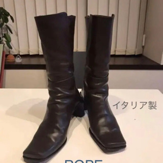 【ROPE】イタリア製　革製ブラウンロングブーツ