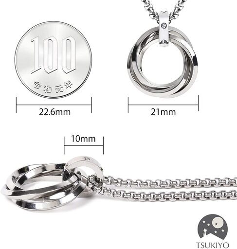 新品 日本全国郵送相談可 ネックレス メンズ アクセサリー チタン ボックスチェーン 三連 リング プレゼント ギフト 贈り物 金属アレ Mt 池袋のアクセサリー ネックレス の中古 古着あげます 譲ります ジモティーで不用品の処分