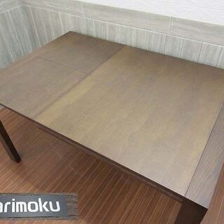 ss0964　カリモク　伸長ダイニングテーブル　ダークブラウン　幅90-135　karimoku　センターテーブル　天然木　こげ茶　リビング　机　正方形　コンパクト　伸縮　エクステンション    