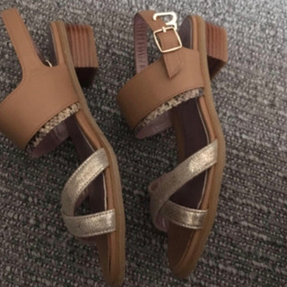 値下不可　2万 新品 銀座かねまつ 本革×パイソン フラットサンダル 23cm 値下不可 2万 新品 銀座かねまつ 本革×パイソン フラットサンダル 23cm