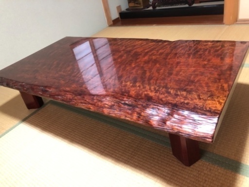 高級座卓 一枚板 天然木 紫檀 ローテーブル 座敷机 和家具