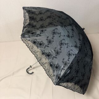 折りたたみ傘 レディース シルバー　レース 50cm×8本骨  ...