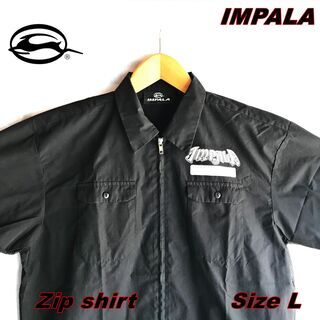 【IMPALA】インパラ半袖ジップシャツ 黒 Lサイズ
