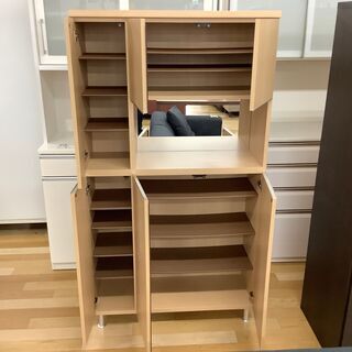 三枚扉シューズボックス ナチュラル【トレファク岸和田店】