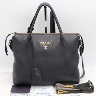 PRADA/プラダ カナパミニ》Aランク 極美品 ベージュ ゴールド ロゴ