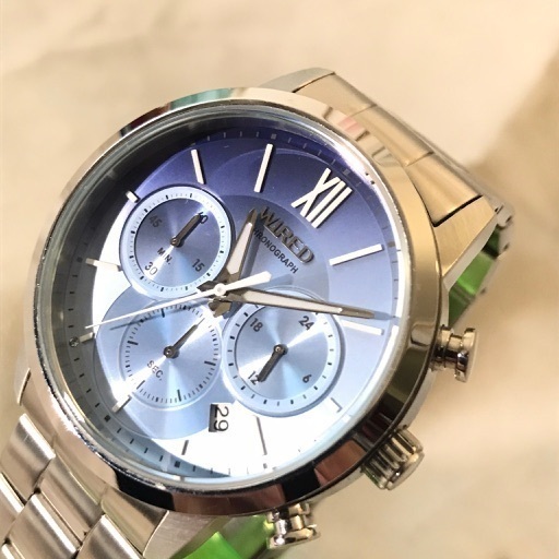 SEIKO セイコー ワイアード クロノグラフ VD53–KZB0 メンズ腕時計 ライトブルー グラデーション文字盤 2017年製造