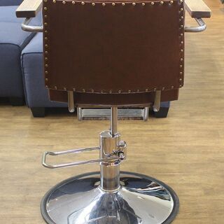 値下げ!!】(Y)北大前! 札幌 スタイリングチェア 昇降ペダル レザー ブラウン ビンテージ加工 おしゃれ セット