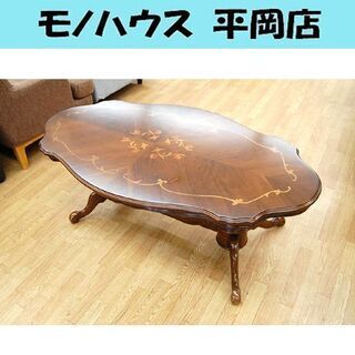 象嵌細工 テーブル 幅140.5×奥行74.5×高さ50cm 猫...