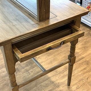 【値下げ!!】(Y)北大前! 札幌 引取 詳細不明 両面型 ビンテージ風 美容室鏡台 セット面 W76.5×D61×H170cm ミラー 木製 小型ミラー付き