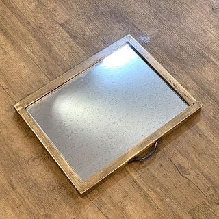 【値下げ!!】(Y)北大前! 札幌 引取 詳細不明 両面型 ビンテージ風 美容室鏡台 セット面 W76.5×D61×H170cm ミラー 木製 小型ミラー付き