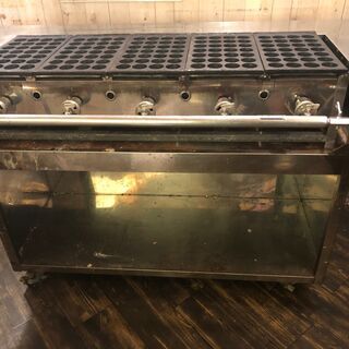 【業務用】台付き たこ焼き器 5連 28穴×5 都市ガス