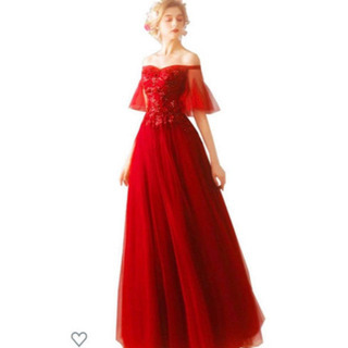【1回のみ着用　美品】カラードレス　赤　ロングドレス