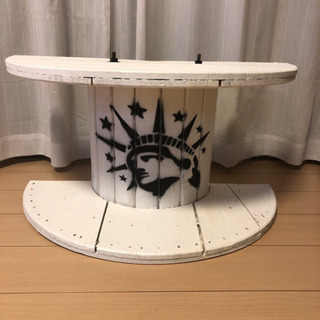 電線ドラムテーブル(ハーフサイズ)自由の女神ロゴ