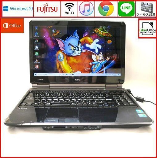 NEC メモリ4GB HDD250GB ノートパソコン/wifi/スパークリングリッチブラック