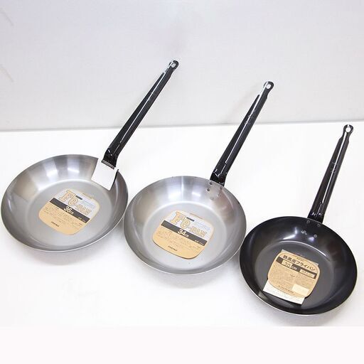 業務用 フライパン3点セット AKAO 鉄黒皮フライパン 30㎝ Fe-PAN 34cm 36cm アカオアルミ(J697aaxY)③