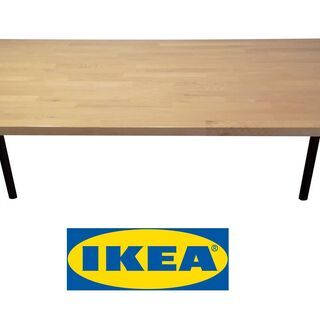 【IKEA】ダイニングテーブル（ビーチ無垢材）足付き 155cm...