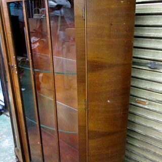 中古　アンティーク　ラウンド　ガラス　キャビネット　☆お引き取り限定