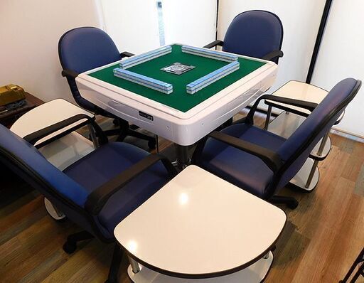 美品 AMOS JP2 全自動麻雀卓 麻雀牌2種 麻雀卓専用イス 専用サイドテーブルセット アモス