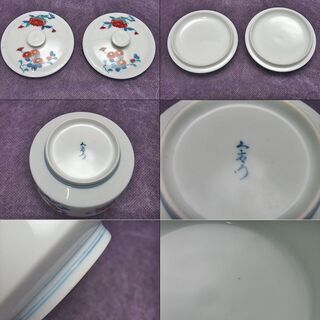 【JA】十ニ代 今泉今右衛門 錦絵 蓋物 二客