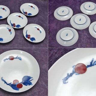 ✴︎希少✴︎至極✴︎美しい✴︎人間国宝十三代酒井田柿右衛門　染錦捻草花紋皿　5客 ✴︎希少✴︎至極✴︎美しい✴︎人間国宝十三代酒井田柿右