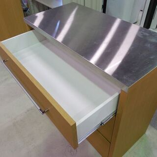 ♢キッチンキャビネット 幅90cm ステンレストップ オシャレデザイン