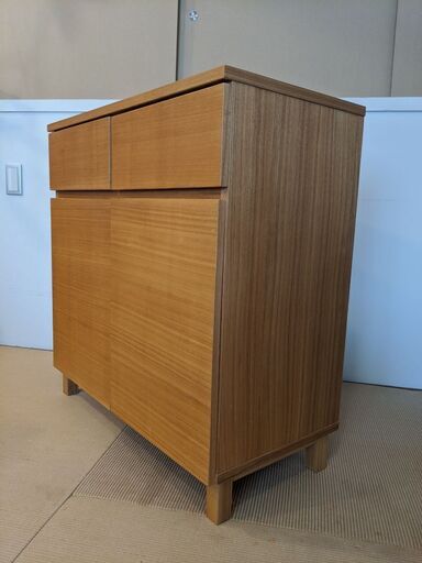 無印良品】木製キャビネット ガラス扉 オーク材突板 廃盤 頑張ろ