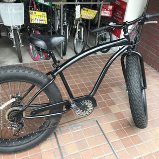 ★美品★ファットバイク　極太タイヤ26×4.0軽量アルミフレーム　6speed　ディスクブレーキ　マットブラック