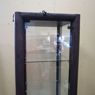 N1352【美品】ガラス ショーケース 木製フレーム 高さ167cm アクセサリー ショップ 展示 飾り 陳列 什器 福井 リサイクル N1352【美品】ガラス ショーケース 木製フレーム 高さ167cm