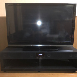 東芝液晶テレビ46型と大型スピーカー付きのテレビ台