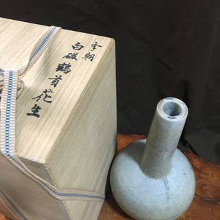 李朝 白磁鶴首花生