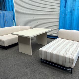 アクタス ACTUS FBシリーズテーブル オウンシリーズソファ リビングダイニングテーブルセット 3点セット ベージュ系 中古品