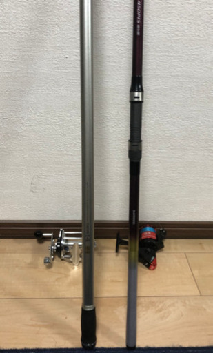 投げ釣用の釣竿とリール