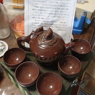 【お茶シリーズ】中国の本格的茶器(箱付き)ー天下の木魚石（宝石🍵）製品