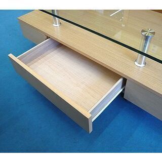 札幌【強化ガラス天板 センターテーブル②】幅120cm 引出し×3