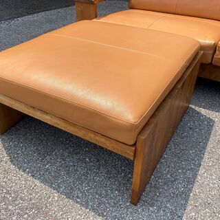 展示品 ソファ 本革 2.0～2.5P 2～3人掛け 茶 オットマン付き 中古品