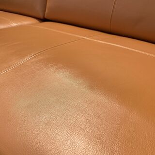 展示品 ソファ 本革 2.0～2.5P 2～3人掛け 茶 オットマン付き 中古品