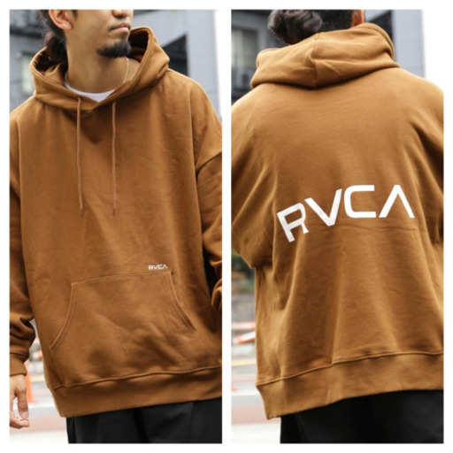 メンズビッグシルエット RVCA バックプリントロゴ プルオーバーパーカーS