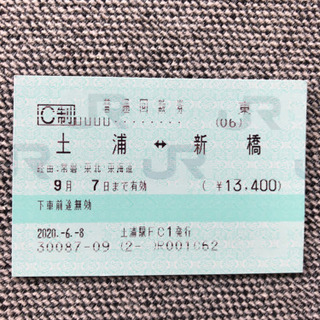 ★直前割!!!★土浦-新橋間 9/7まで有効JR回数券⑥