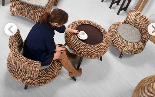ウォーターヒヤシンス製コーヒテーブル椅子セット