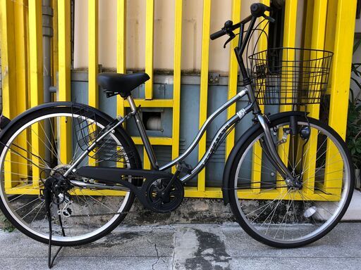 《レンタサイクル店使用　自転車整備士整備済み！》㊳中古車　26インチ　シティサイクル　ブラック　外装6段変速付き
