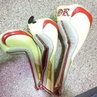 キャディバッグ DANCE WITH DRAGON ダンスウィズドラゴン 8.5型 6分割 アイボリー×レッド ヘッドカバー3個付き 中古 札幌発 ☆ PayPay(ペイペイ)決済可能 ☆ 札幌市 清田区 平岡