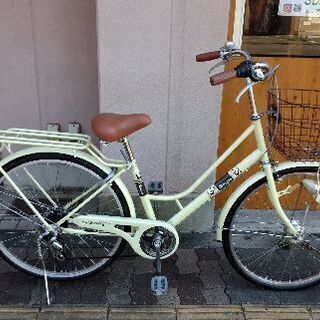 Bruges[ブルージュ]26吋 ファッションシティサイクル 外装6段/LEDオート/クリーム×ブラウン