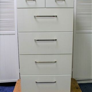 R1916) ☆5段チェスト ホワイト スリム 収納家具 店頭取引大歓迎♪