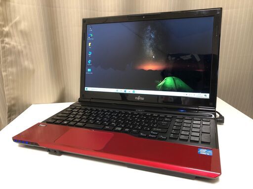 【おしゃれな赤黒ツートンカラーのFujitsu製ノート】Core i3-3120M メモリ 2GB HDD 500GB WiFi搭載 Win10 Home